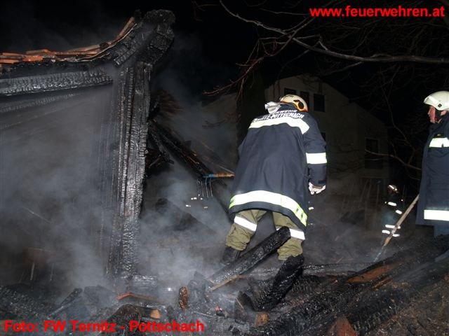 FF Ternitz-Pottschach: Brand einer Holzlagerhütte