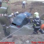 Verkehrsunfall mit Menschenrettung aus Bach