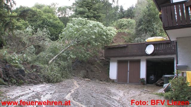 BFV Liezen: Murenabgang in Gröbming – Haus evakuiert