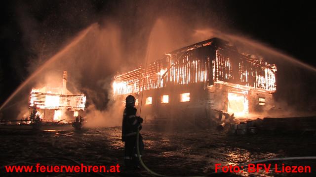 BFV Liezen: Wohn- und Wirtschaftsgebäude abgebrannt