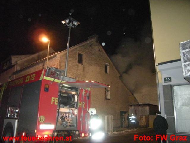 BF Graz: Brand eines Abbruchhauses in der Schippingerstraße