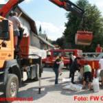 Vorbeugender Hochwasserschutz mit 900 Sandsäcken errichtet