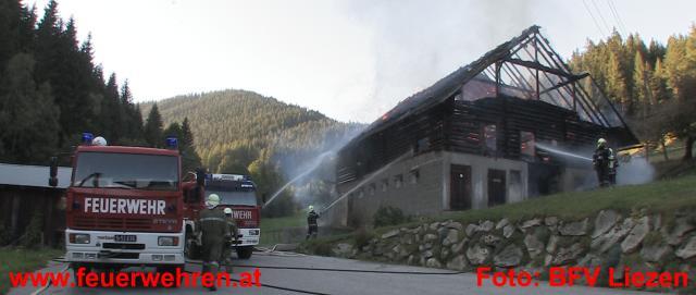 BFV Liezen: Wirtschaftsgebäudebrand in Pichl-Preunegg