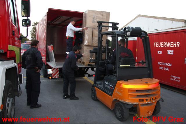 BFV Graz: Hilfsgüter der Feuerwehren in Ungarn eingetroffen