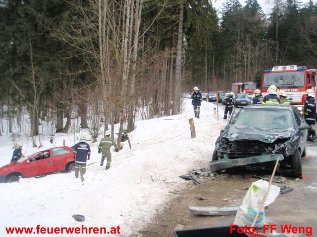 FF Weng: Zwei Schwerverletzte bei Verkehrsunfall