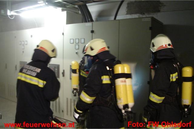 FF Ohlsdorf: Elektroverteilerbrand mit CO² gelöscht