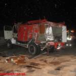 Verkehrsunfall mit Reisebus und Feuerwehroldtimer