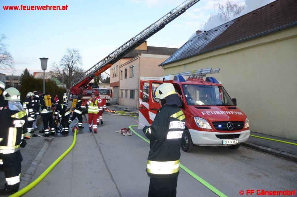 Dachstuhlbrand in Gänserndorf-Stadt