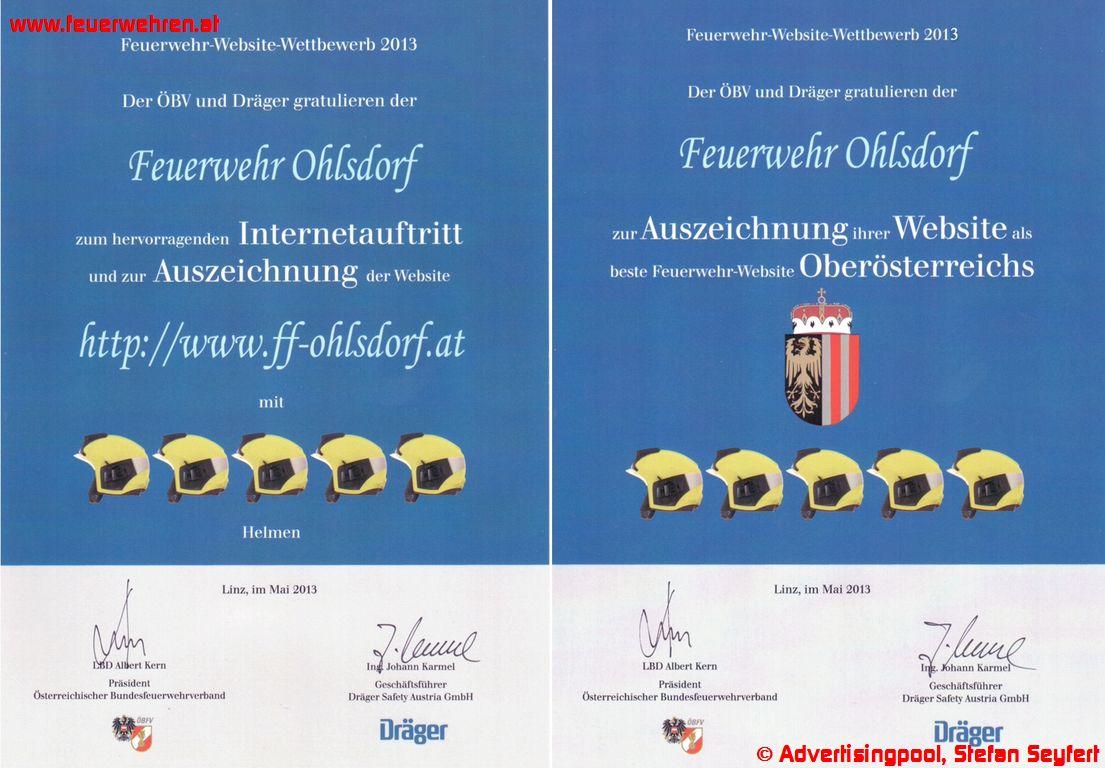 FF Ohlsdorf: 5 Helme für die beste Feuerwehr-Webseite Oberösterreichs