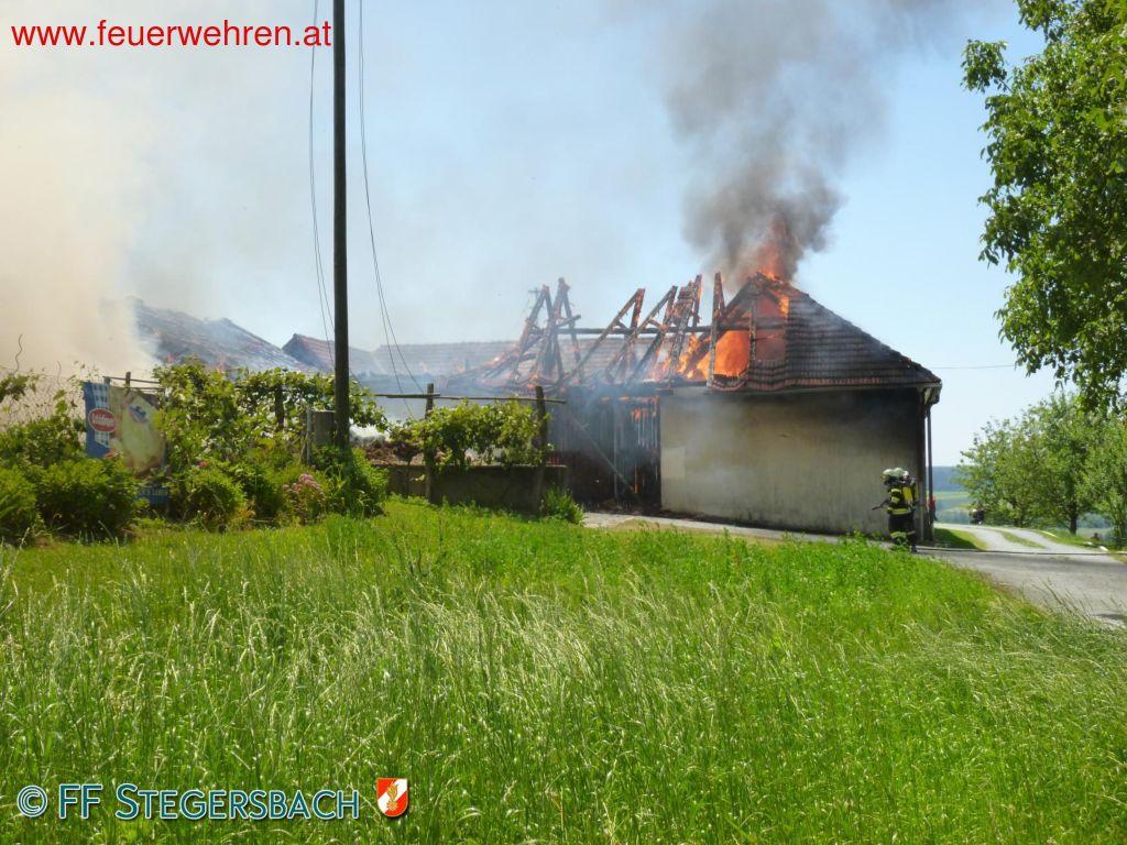 FF Stegersbach: Wirtschaftsgebäudebrand in Neudauberg