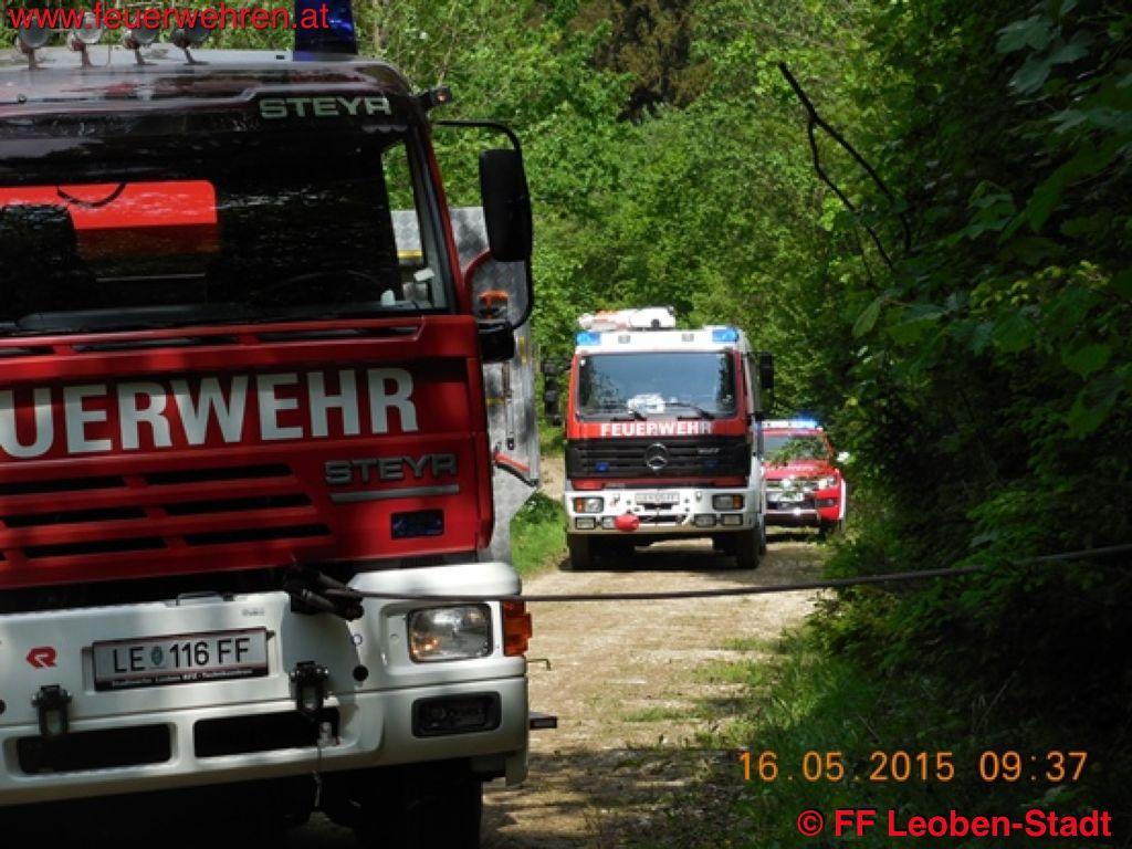 FF Leoben-Stadt: Verkehrsunfall – Fahrzeugbergung Prentgraben 16.05.2015
