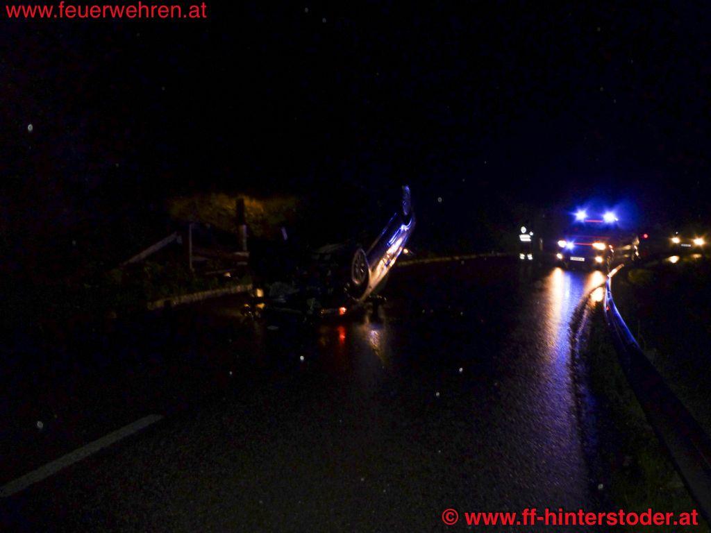 FF Hinterstoder: Großes Glück bei Fahrzeugüberschlag