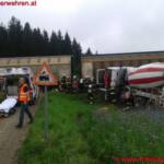 FF Bleiburg: Kollision Betonmischer mit Güterzug