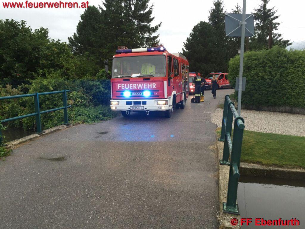 FF Ebenfurth: Verklausung im Mühlbach – Hochwassereinsatz