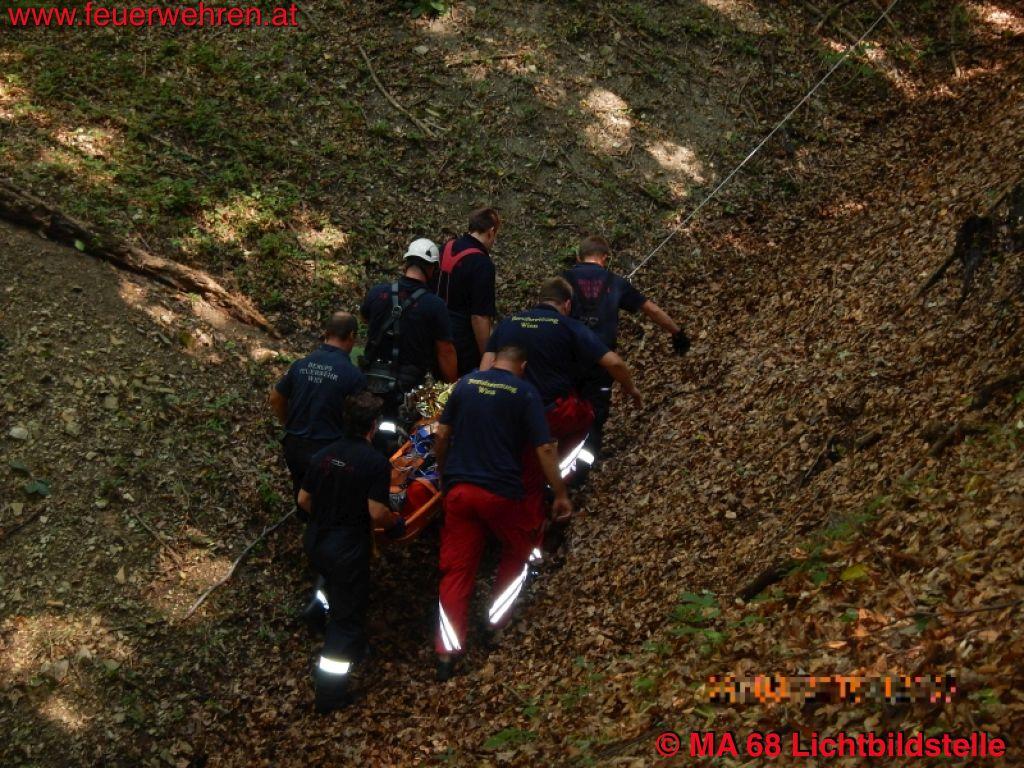 BF Wien: Mann stürzt in unwegsamen Gelände 30 Meter ab