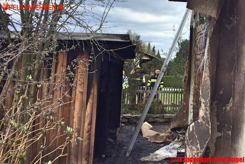 FF Judendorf-Straßengel: Brand eines Geräteschuppens greift auf Wohnhaus über
