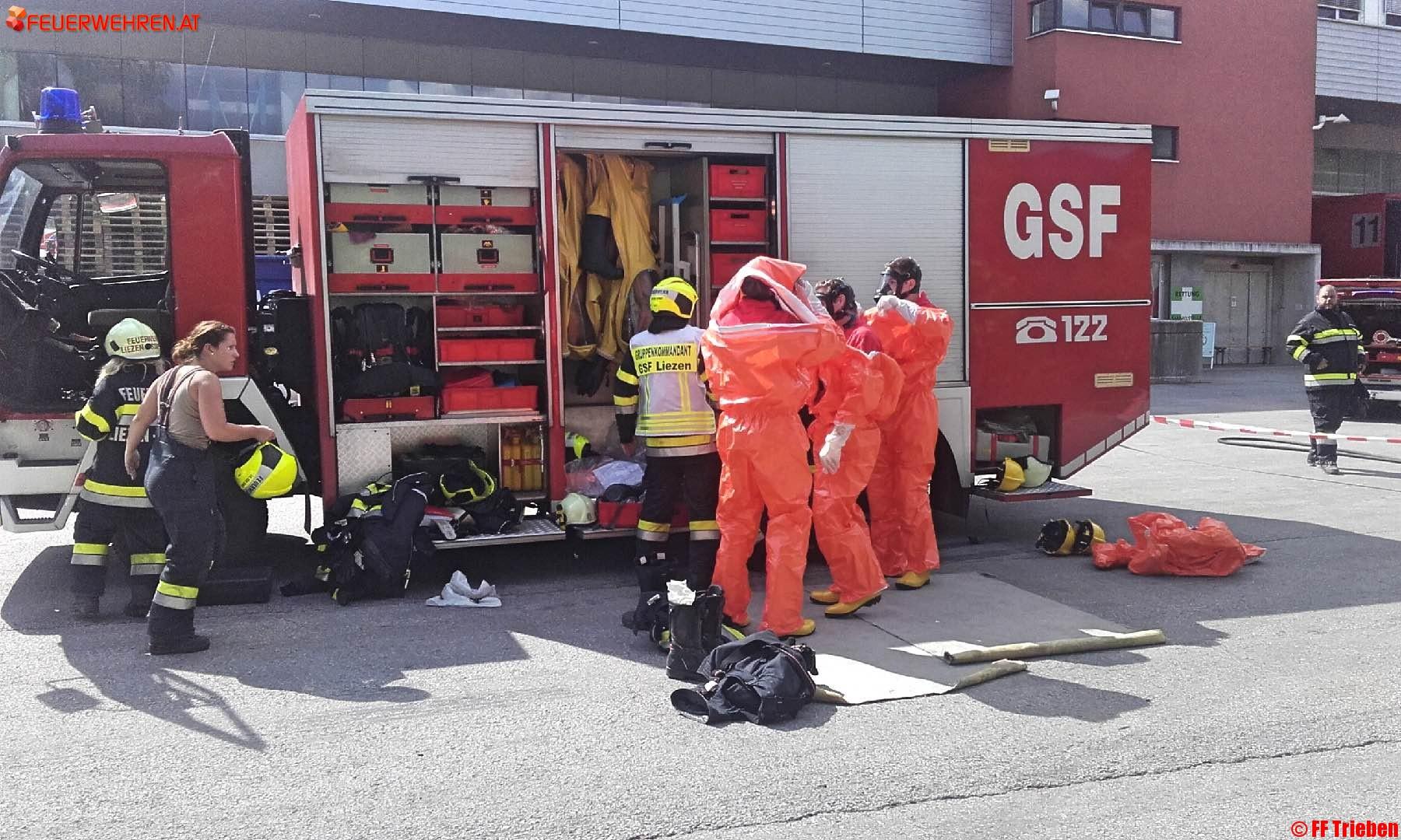 BFV Liezen, Paltental: Schadstoff-Gefahrengutunfall in Trieben