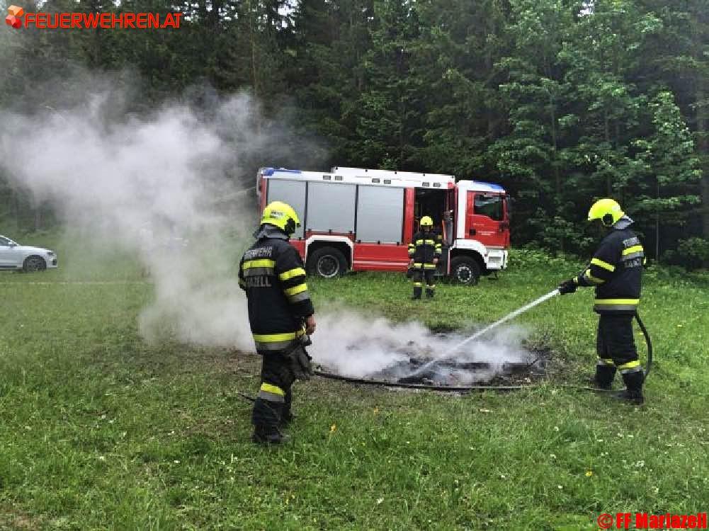 FF Mariazell: Wiesenbrand nach Sonnwendfeuer