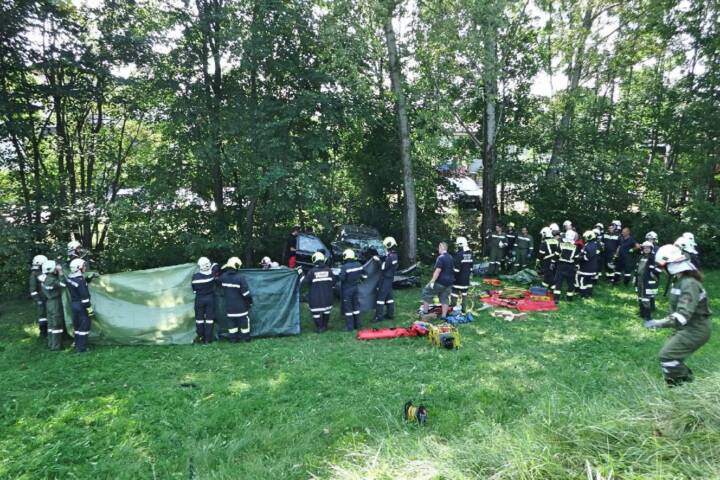 FF Weistrach: Schwierige Menschenrettung nach Kollision mit Baum