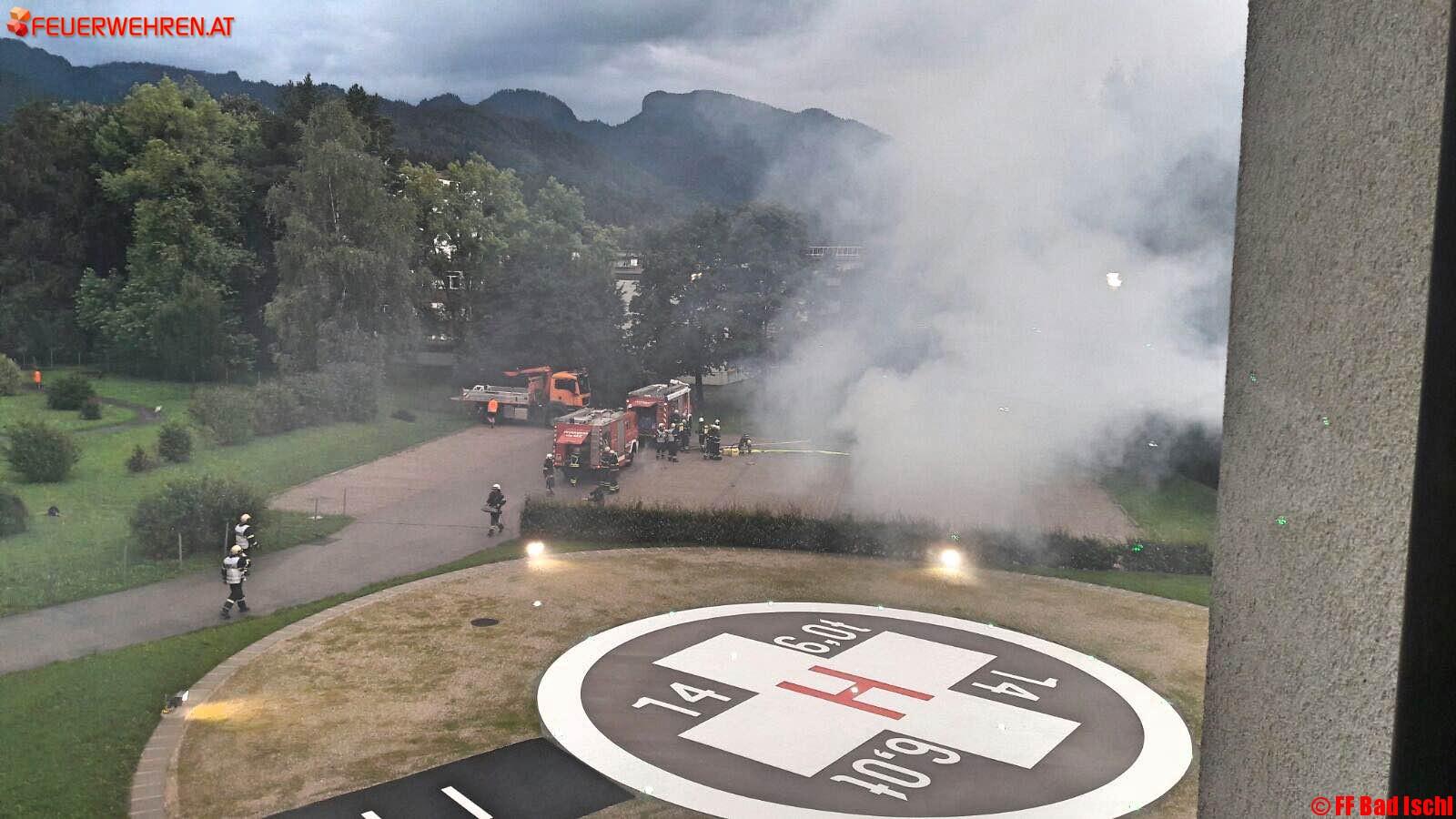 FF Bad Ischl: Übungsannahme Hubschrauberabsturz LKH