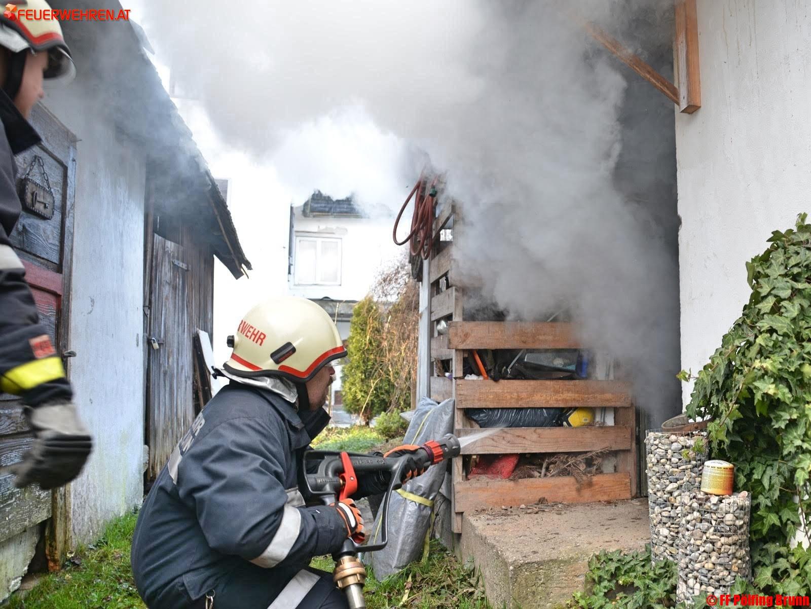 Nebengebäudebrand in Pölfing Brunn