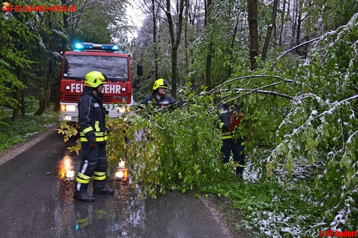 FF Andorf: Freimachen von Verkehrswegen wegen Schneedrucks
