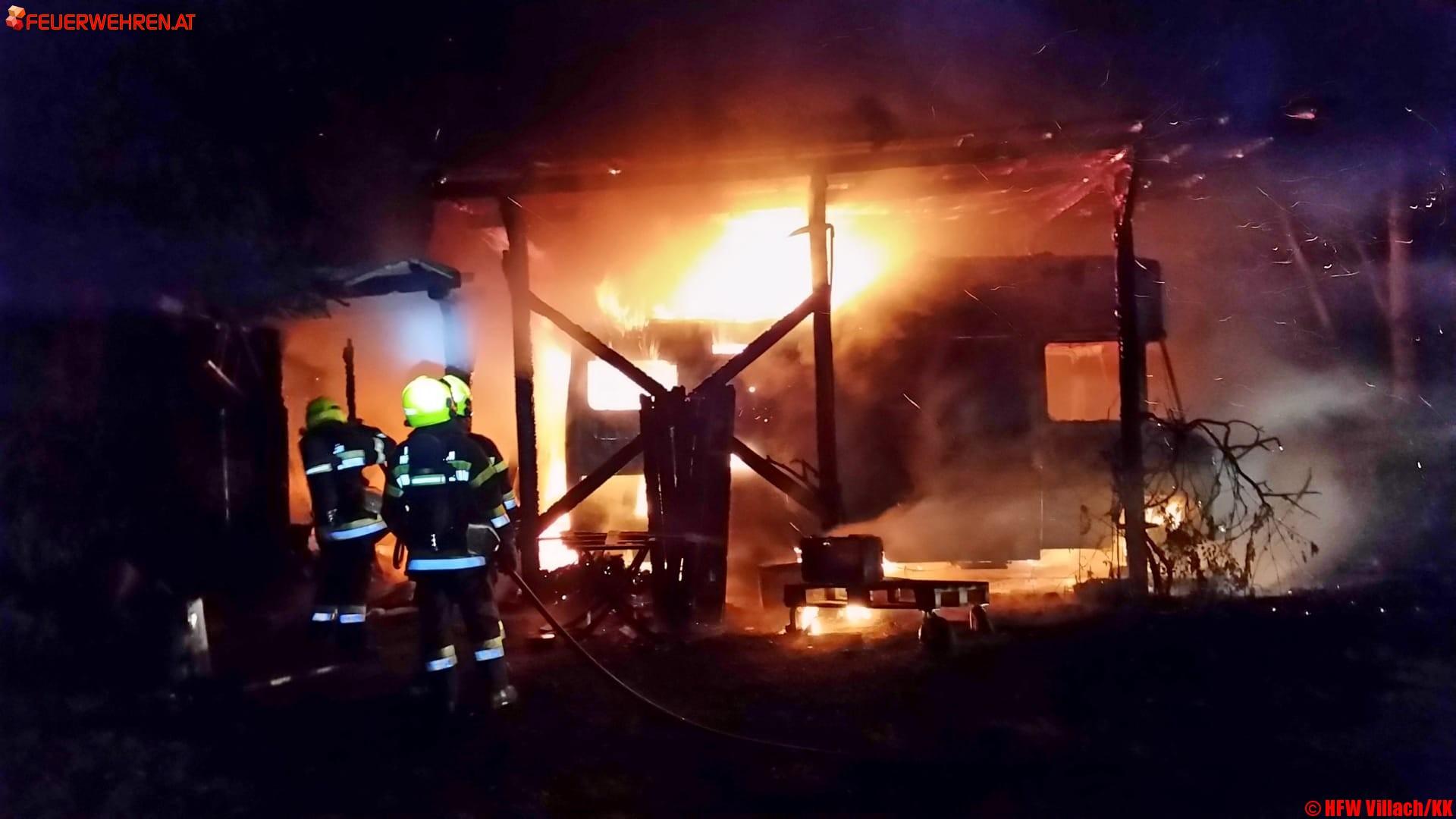 HFW Villach: Wohnmobil in Vollbrand