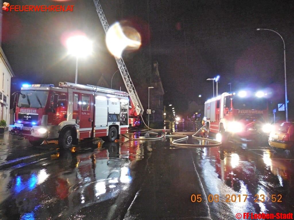 FF Leoben-Stadt: Unwettereinsätze und Brand Waasenkirche