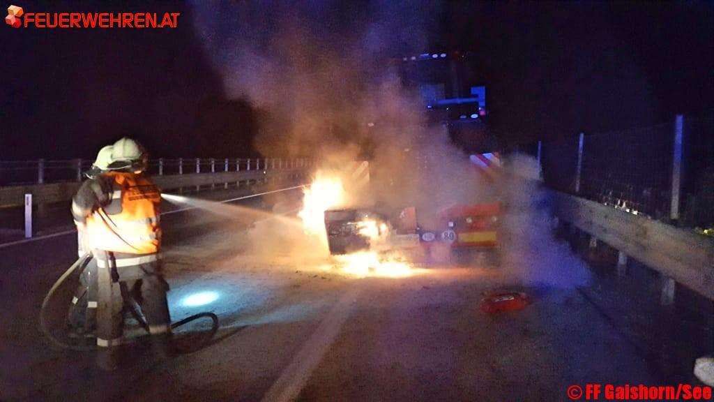 BFV Liezen A06: LKW-Brand auf der A9 in den Nachtstunden