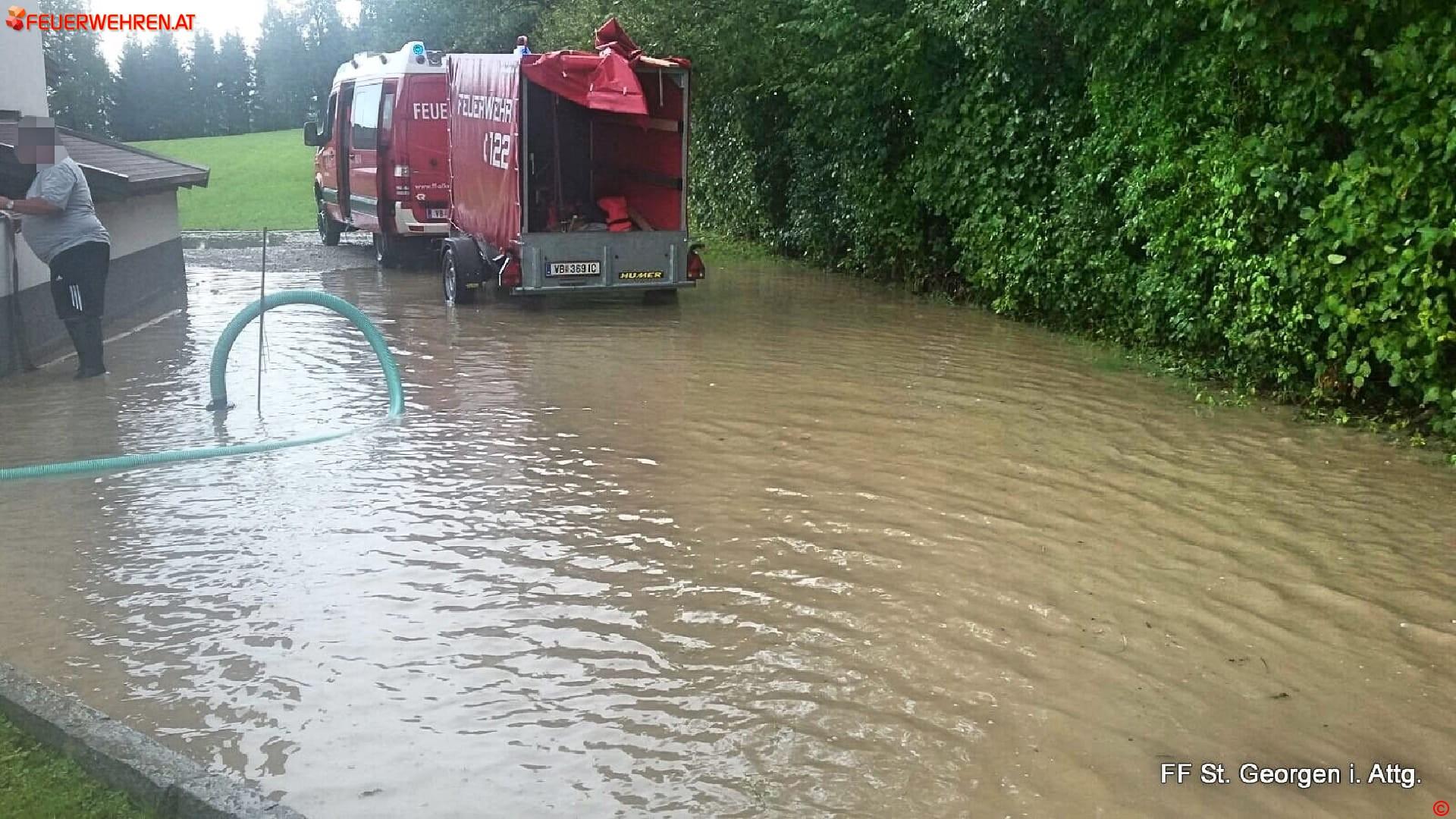 FF St. Georgen i.A.: Überflutungen nach Starkregen