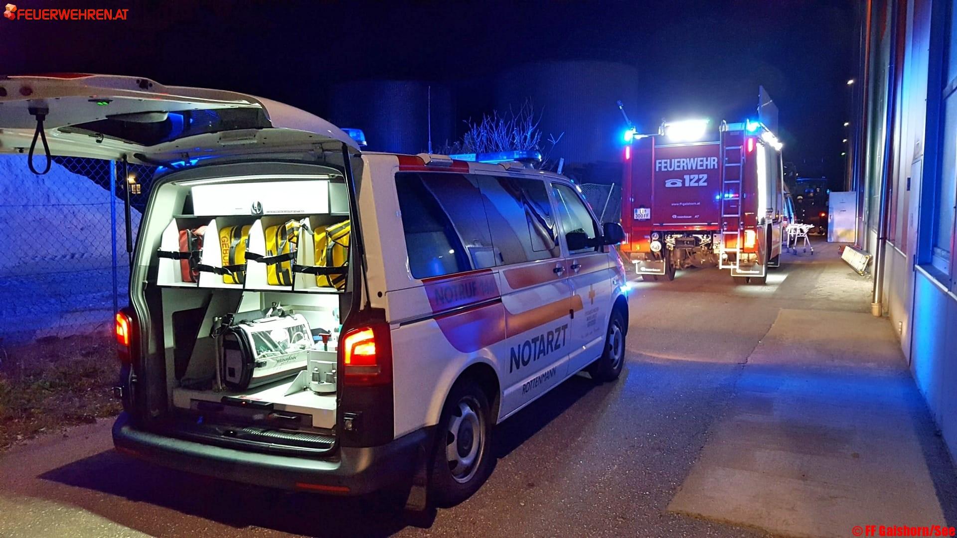 BFV Liezen A06: Menschenrettung nach schwerem Arbeitsunfall