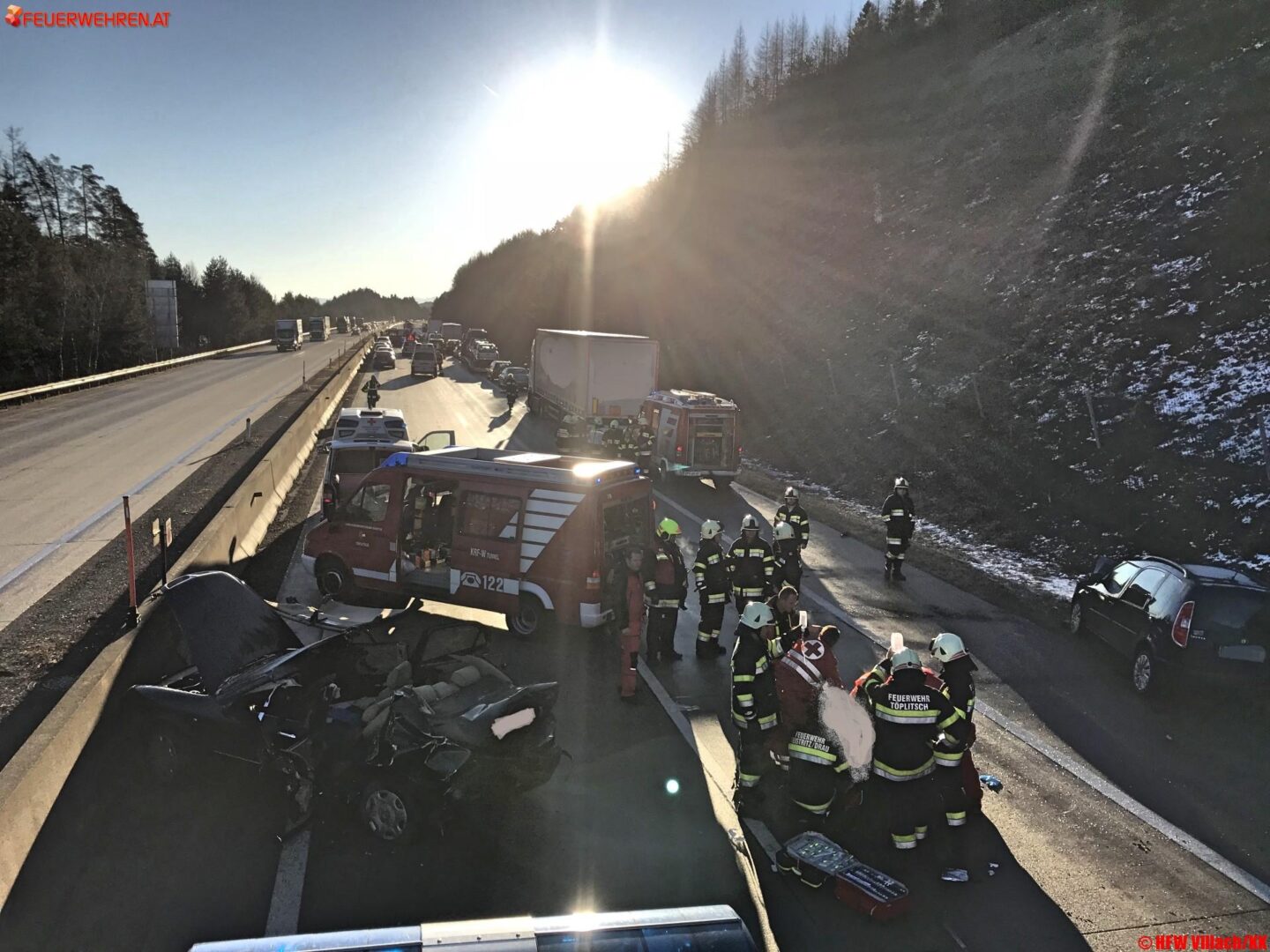 Schwerer Verkehrsunfall Tauernautobahn A10 Villach Land