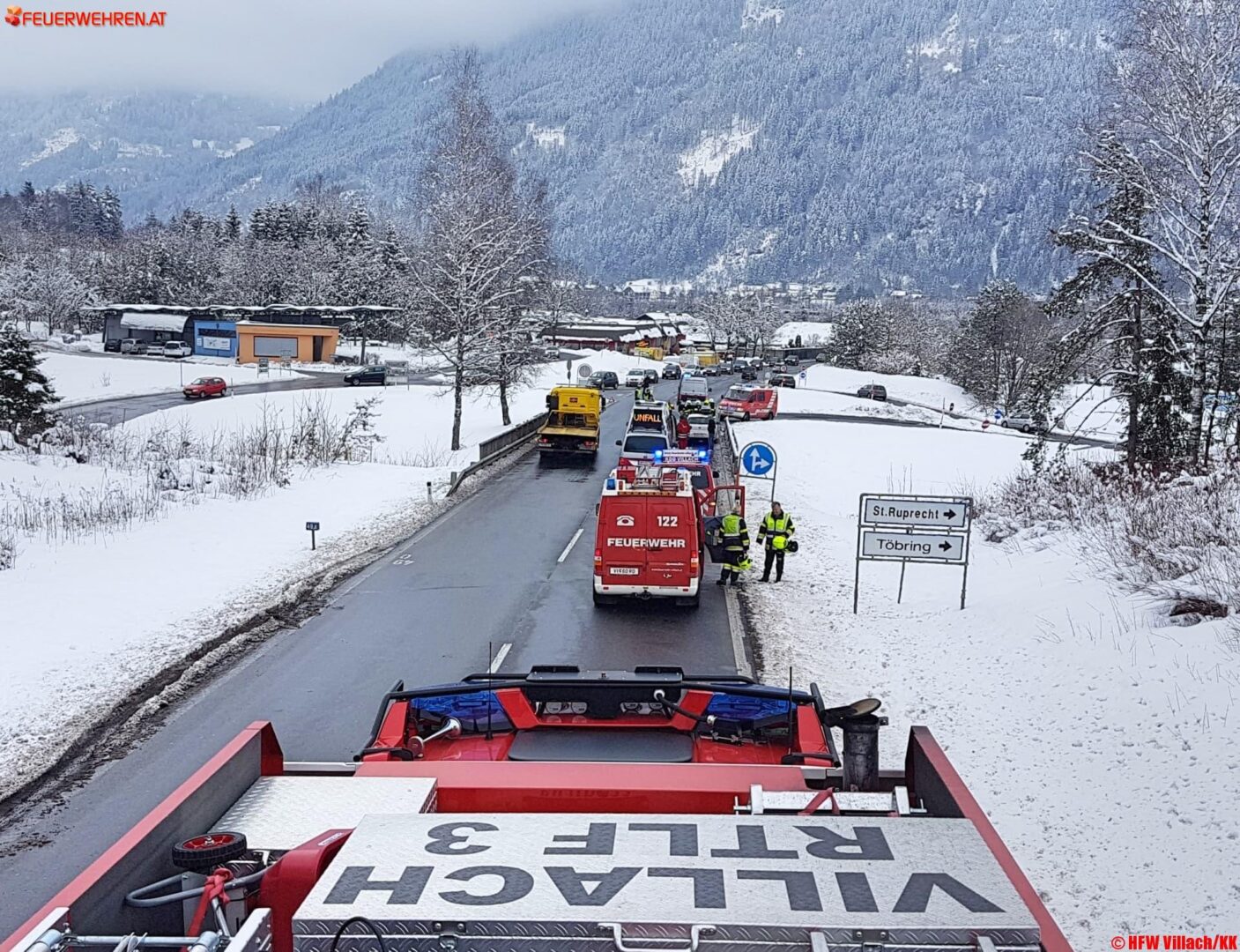 Verkehrsunfall in Villach und Brandmelderauslösung