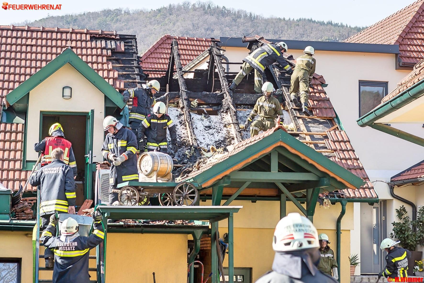 BFK Krems: Dachstuhlbrand in Rührsdorf