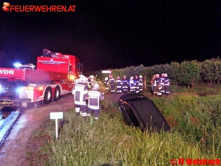 FF Weistrach: Fahrzeugbergung auf der B122