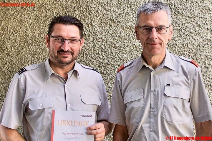 FF Hagenberg: Andreas Weber mit Ehrendienstgrad ausgezeichnet