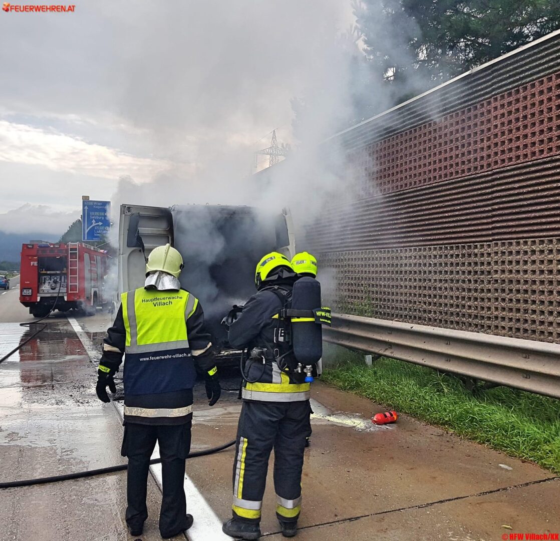 HFW Villach: Fahrzeugbrand auf der Südautobahn