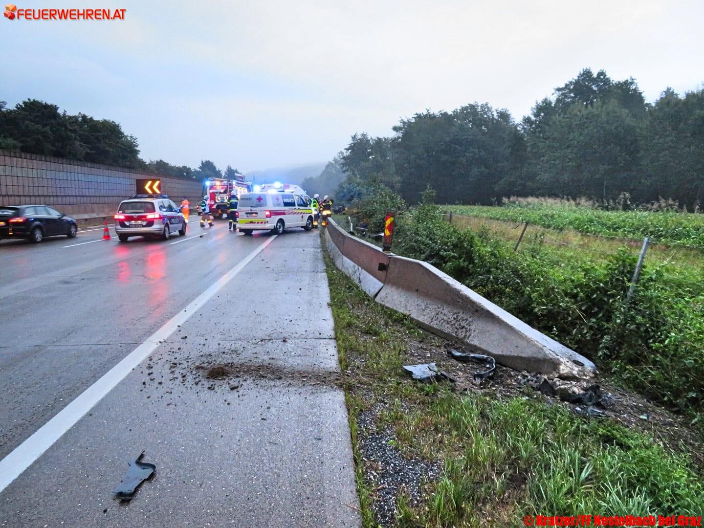 FF Nestelbach: Verkehrsunfall auf der Südautobahn