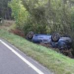 Pkw am Dach nach Verkehrsunfall