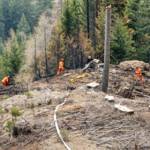 Erneute Löscharbeiten mit zwei Hubschrauber beim Waldbrand in der Hinterlainsach