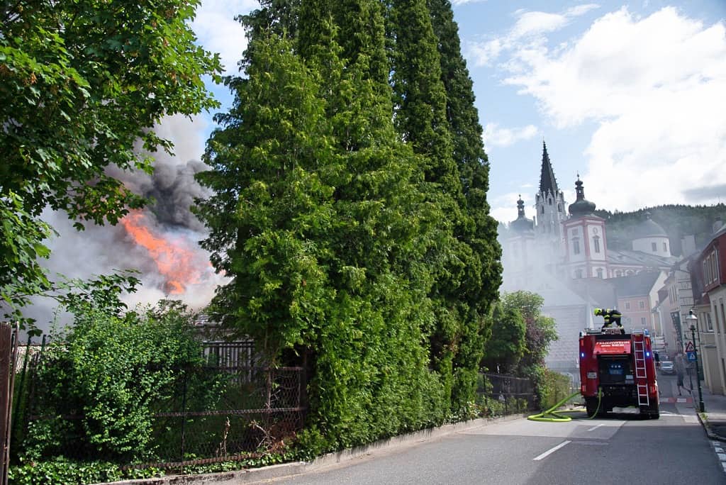 FF Mariazell: Großbrand im Zentrum von Mariazell