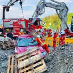 Spektakuläre Alarmübung im Baustellenbereich auf der S6