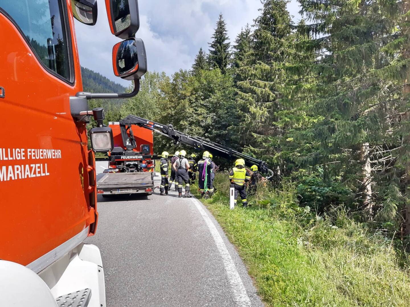 FF Mariazell: Motorradunfall auf der Niederalpl Landesstraße