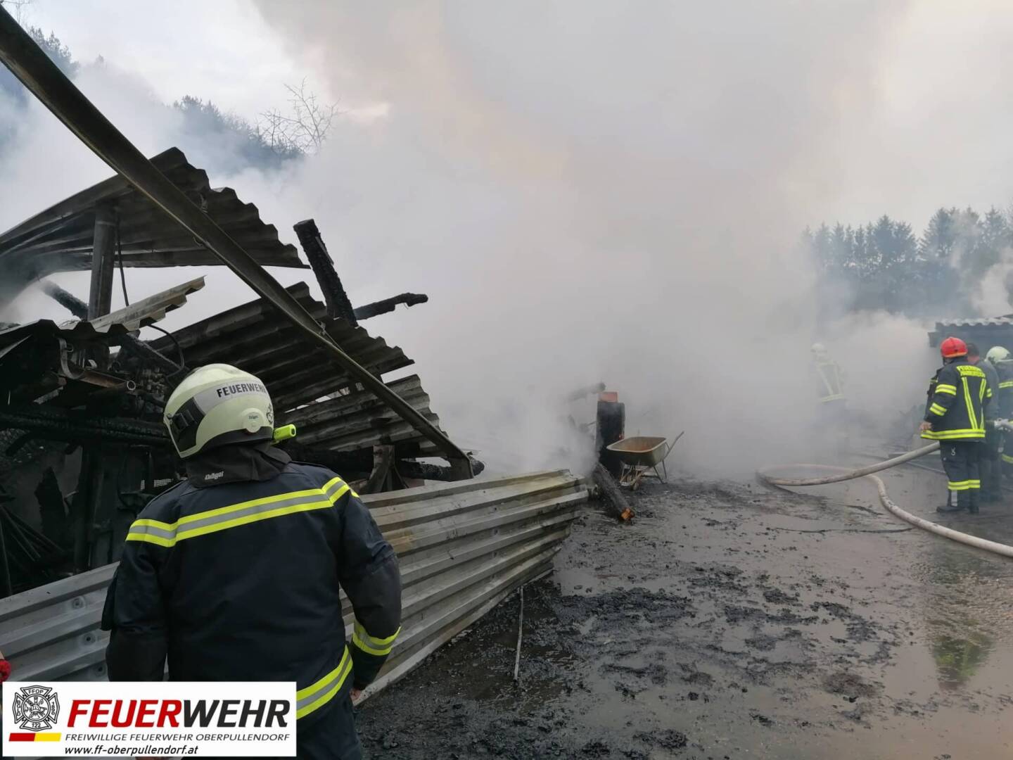 FF Oberpullendorf: Gebäudebrand Hammerteich mit Ölaustritt