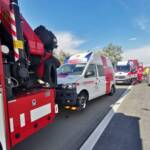 Unfall mit Rettungsfahrzeug auf der A2