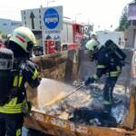 Brand eines Baumüllcontainer