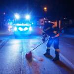 Ölspur nach Verkehrsunfall gebunden