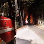 Brand eines Holzlagerplatzes
