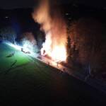 Brand eines Holzlagerplatzes