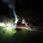 Brand eines Holzlagerplatzes